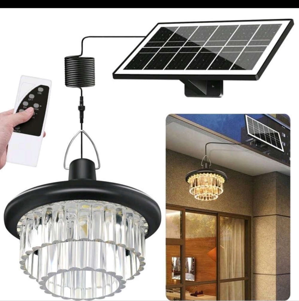 Solar-Powered LED Chandelier with Remote
